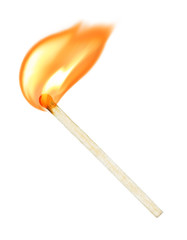 burning match on a white background