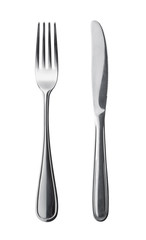 Flatware on white background. Fork and knife.