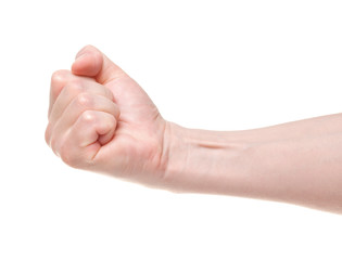 Fist. Gesture of the hand on white background