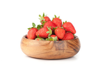 Strawberries in a wooden bowl