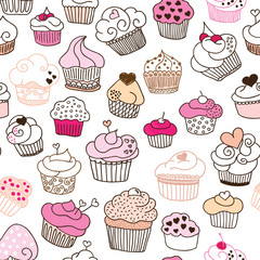 Seamless cupcake illustration pattern in vector