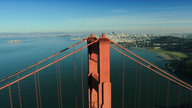 Aerial view over the Golden Gate bridge, San Francisco, USA