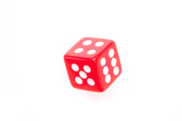 Red dice in motion