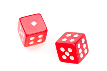 Two red dices moving