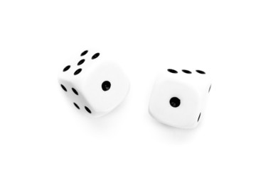 Two black and white dices thrown