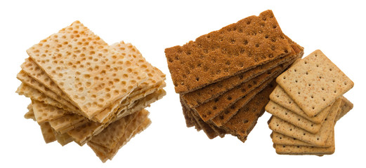 Crackers on a white background