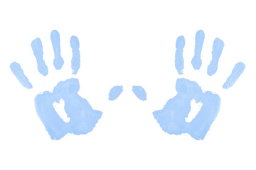 Two blue symmetric handprints