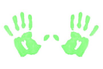Two green symmetric handprints