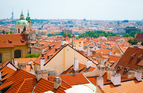 view of Prague city from hill