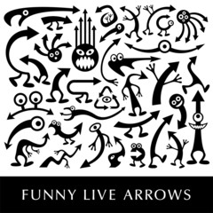 Vector set of funny live arrows.