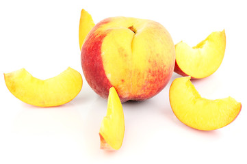 ripe peach isolated on white.