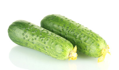 Fresh cucumbers isolated on white.