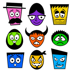 Set of funny colorful characters.