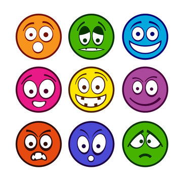Set of funny colorful emotions.