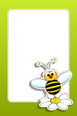 Bee with daisy and blank frame