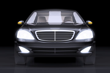 Obraz na płótnie Canvas Przedni widok z boku na czarnym samochodem prestige