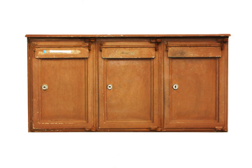 Antique metal mail box isolated on white