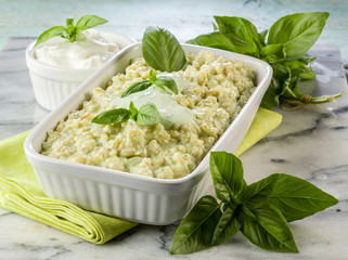 risotto with yogurt and basil healthy food
