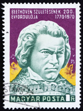 Postage stamp Hungary 1970 Statue of Beethoven by Janos Pasztor