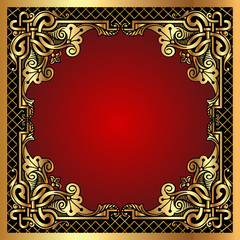 red background frame with gold(en) pattern and net