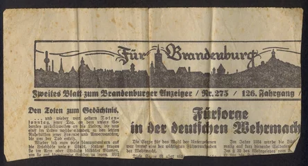 Fototapete Zeitungen Detail einer alten Zeitung / Ausschnitt / Überschrift