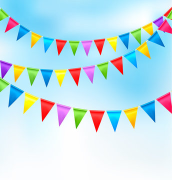 Holiday background with birthday colorful flags