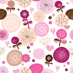 seamless retro flower pattern background in vector - 43170320