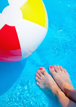 Summer leisure in a pool