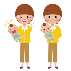 育児をする女性