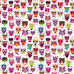 Seamless colourfull owl pattern for kids in vector