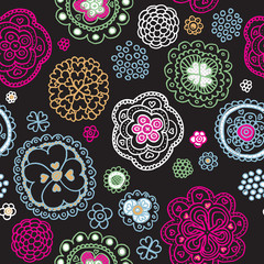 Seamless flower retro background pattern in vector - 43172391