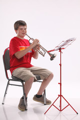 Teenage Boy Playing Trumpet