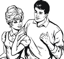 Ilustracion con una pareja de jovenes