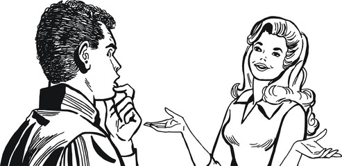 Ilustracion con una pareja de jovenes