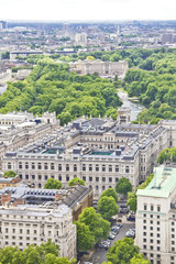 Aerial view of London with the Buckingham Palace