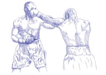boxing match (this is original blue sketch, sharp outlines !)