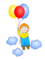 Boy flying a hot air balloon