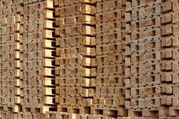 wooden pallet in pile under sun light