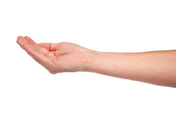 Open palm hand gesture of male hand