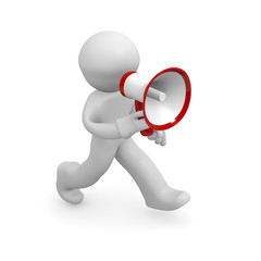 3d man with a megaphone