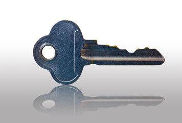 silver key isolated on whited background.