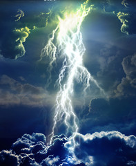 Lightning bolt in clouds