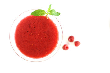 raspberry cocktail on white background