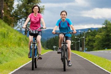 Girls riding bikes