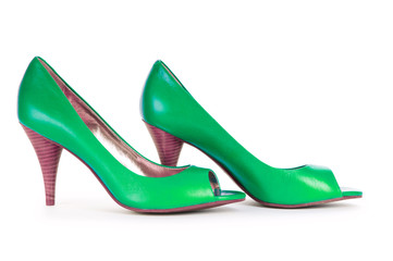 Green Female shoes in fashion concept