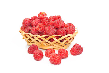 Berries of raspberry in the wattled vase