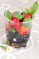 Fresh blackberries and strawberries