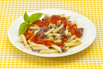 Traditional macaroni pasta with tomato