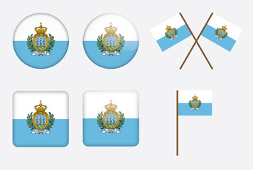 set of badges with flag of San Marino vector illustration