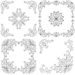 Set abstract floral backgrounds, outline
